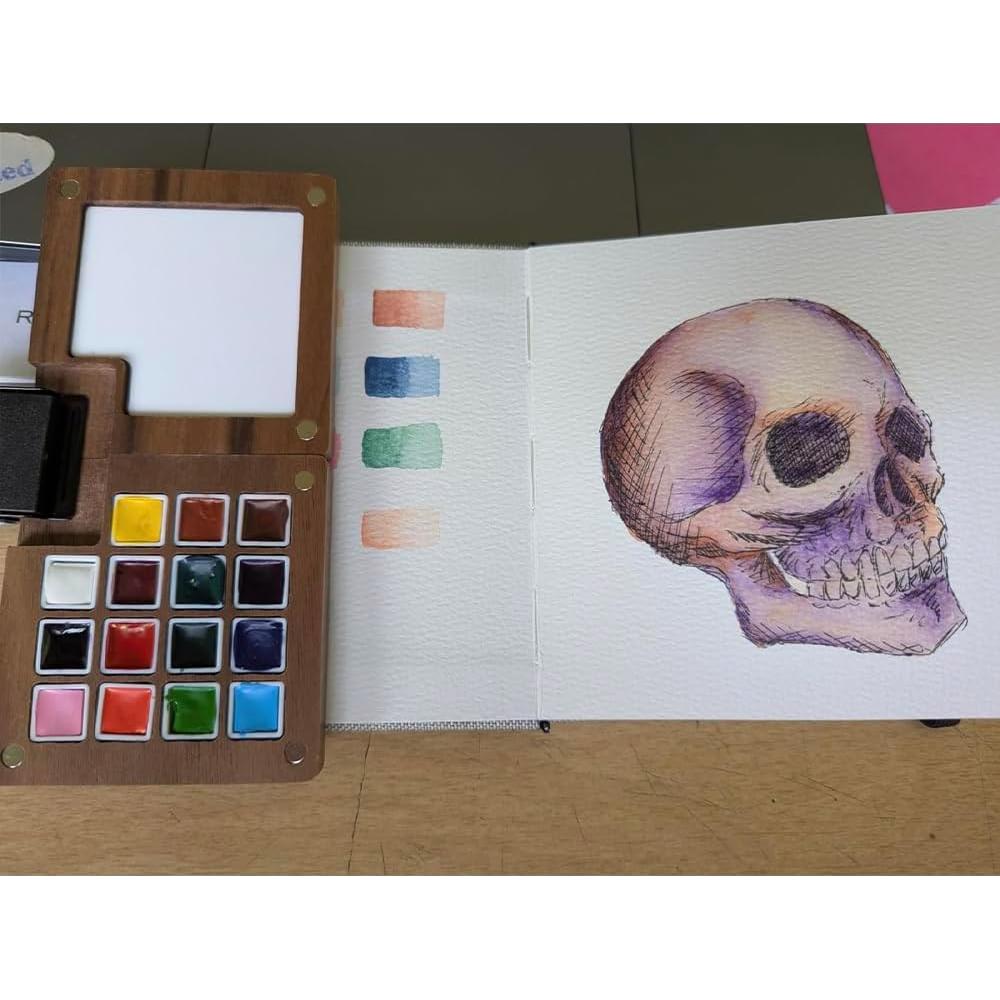 Juego de Acuarelas Portátil AYZAR con Cuaderno y Pinceles