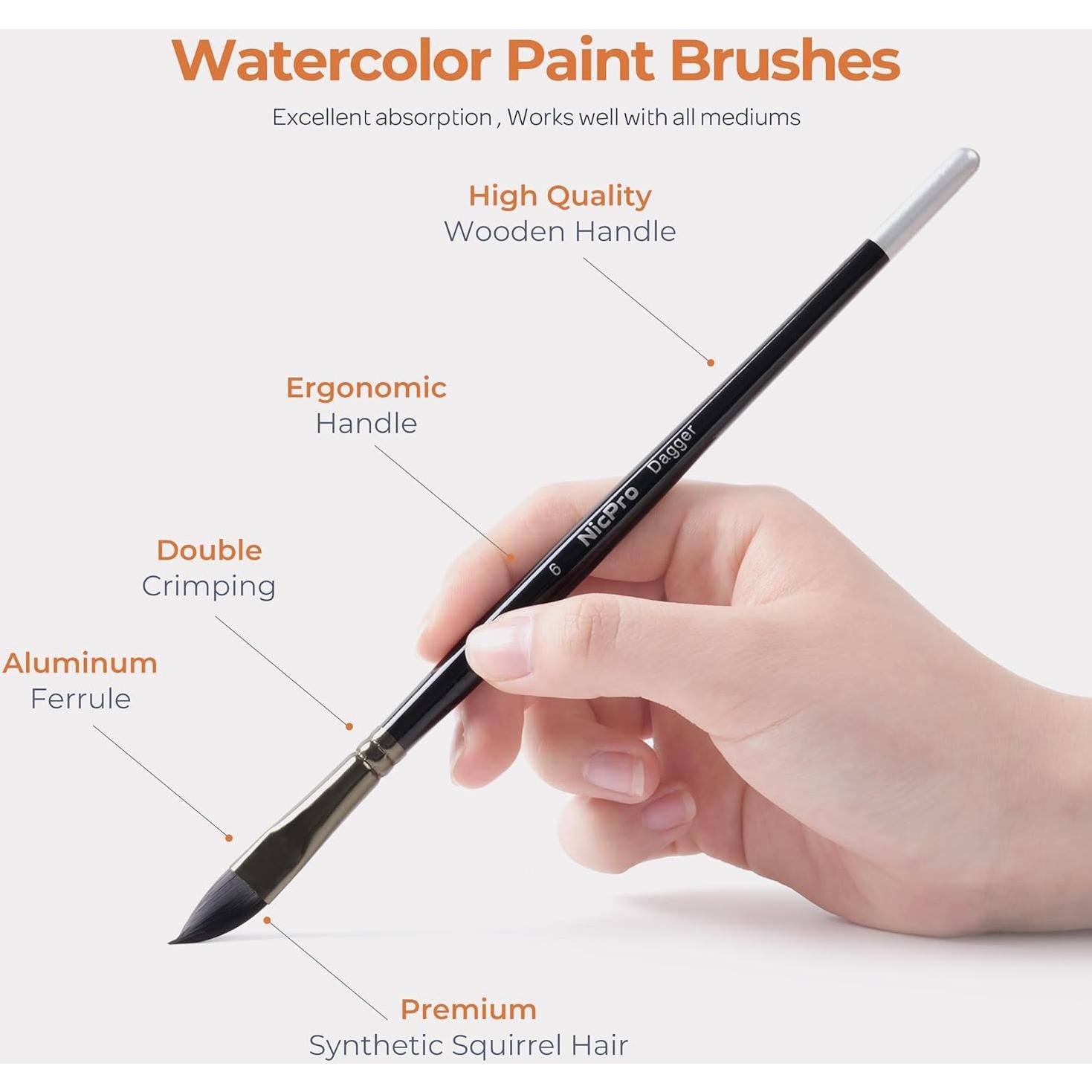 Juego de 24 Pinceles de Acuarela NICPRO con Funda de Tela