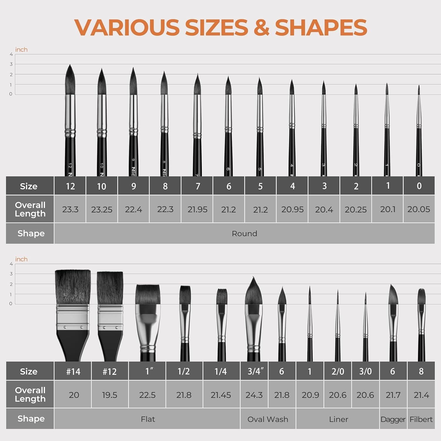 Juego de 24 Pinceles de Acuarela NICPRO con Funda de Tela