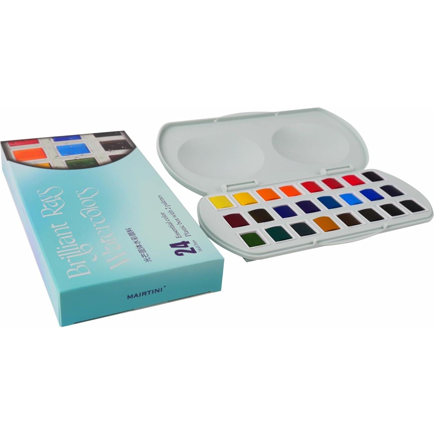 Set de Acuarelas Mairtini Academia 24 Colores Ovalados Portátil