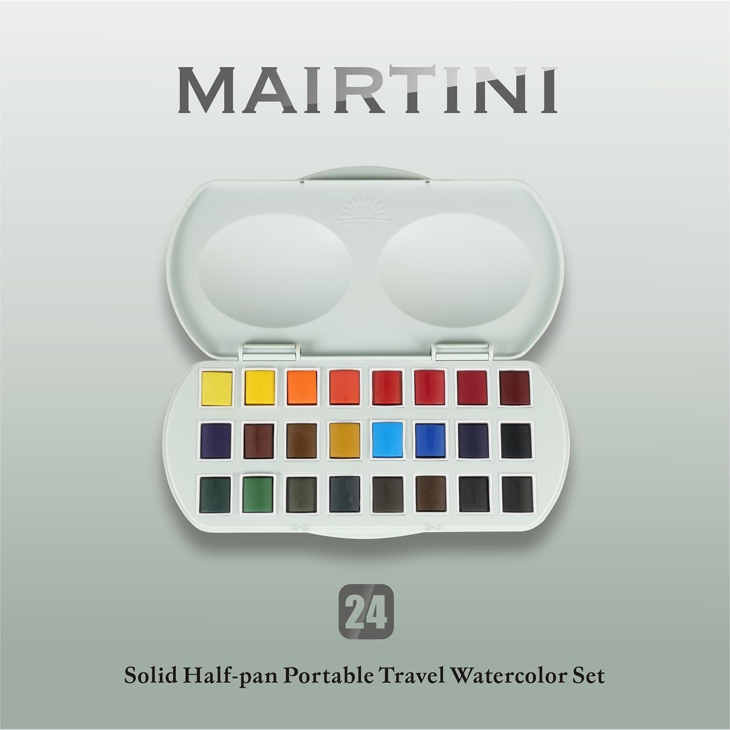 Set de Acuarelas Mairtini Academia 24 Colores Ovalados Portátil