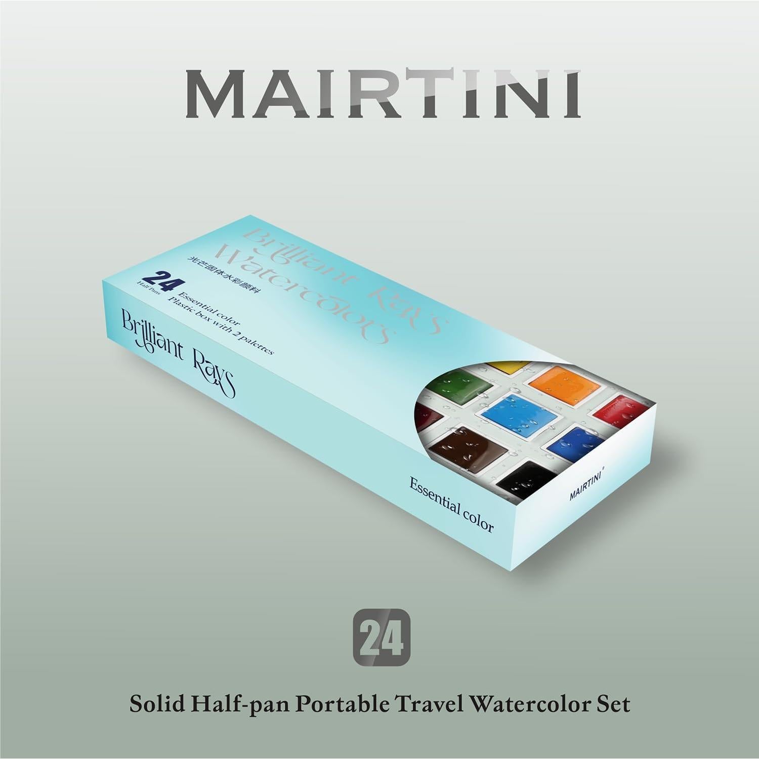 Set de Acuarelas Mairtini Academia 24 Colores Ovalados Portátil