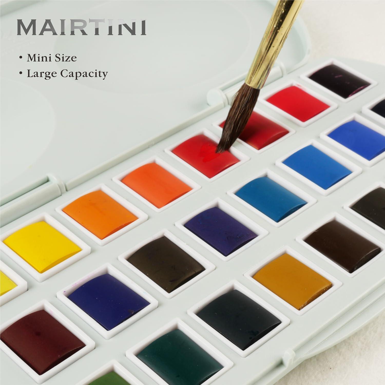Set de Acuarelas Mairtini Academia 24 Colores Ovalados Portátil