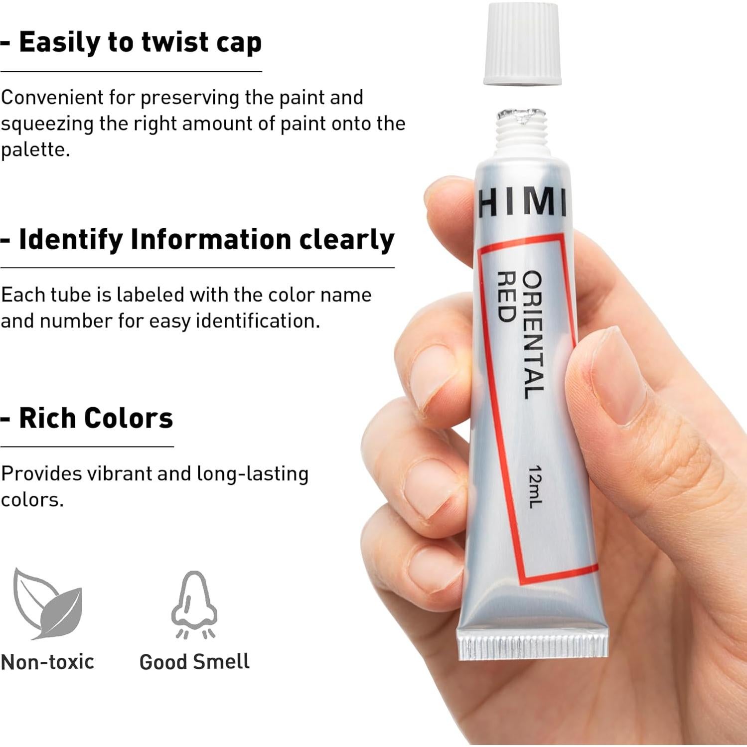 Set de Pintura Acuarela HIMI 24 Colores 12ml Tubos No Tóxicos