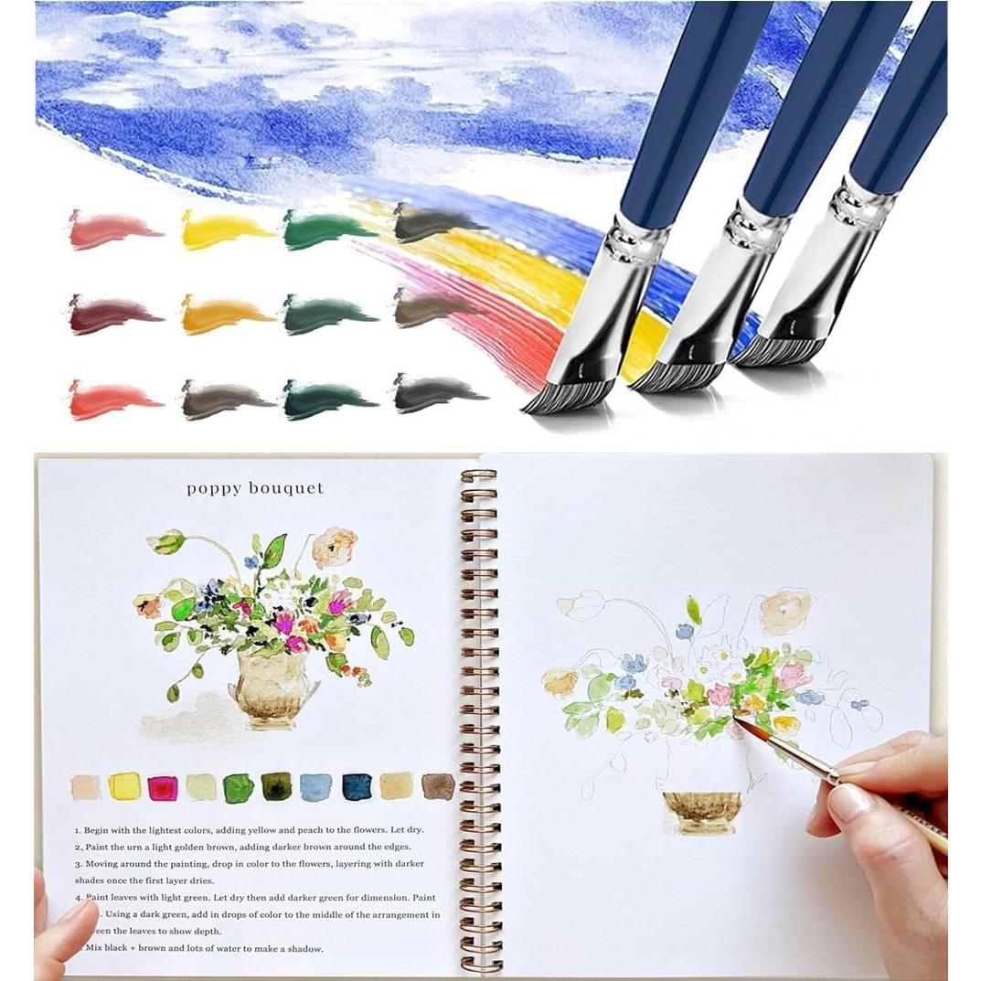 Kit de Pintura de Acuarela EVRSUWZ 12 Colores con Pincel