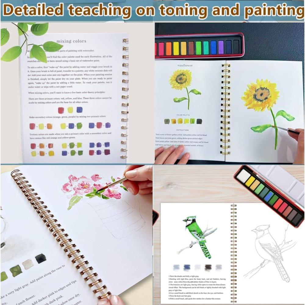 Kit de Pintura de Acuarela EVRSUWZ 12 Colores con Pincel