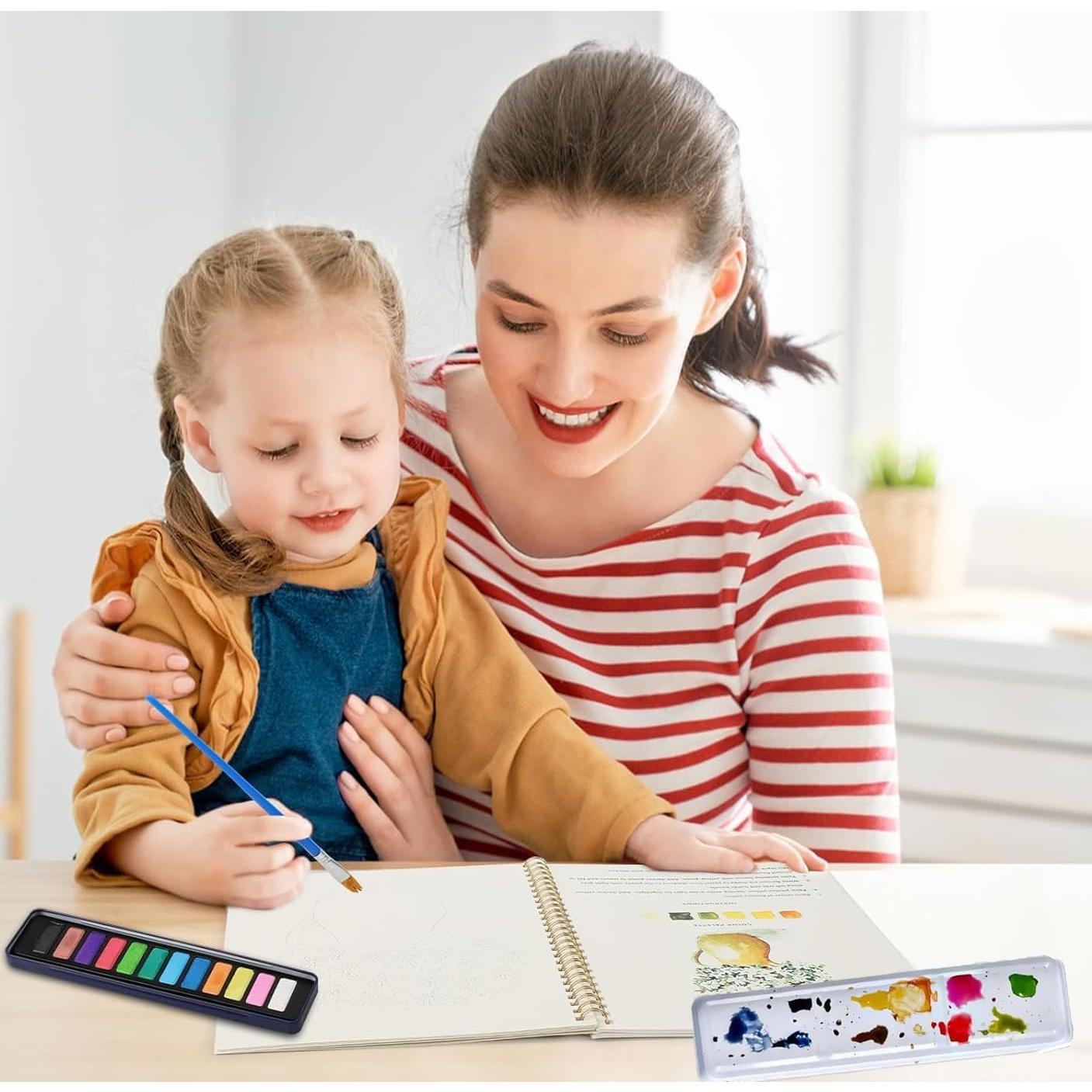 Kit de Pintura de Acuarela EVRSUWZ 12 Colores con Pincel