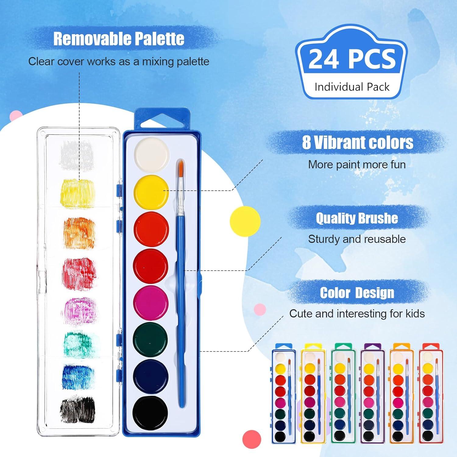 Set de Pintura Acuarela 24 Piezas Watersay 8 Colores Lavables