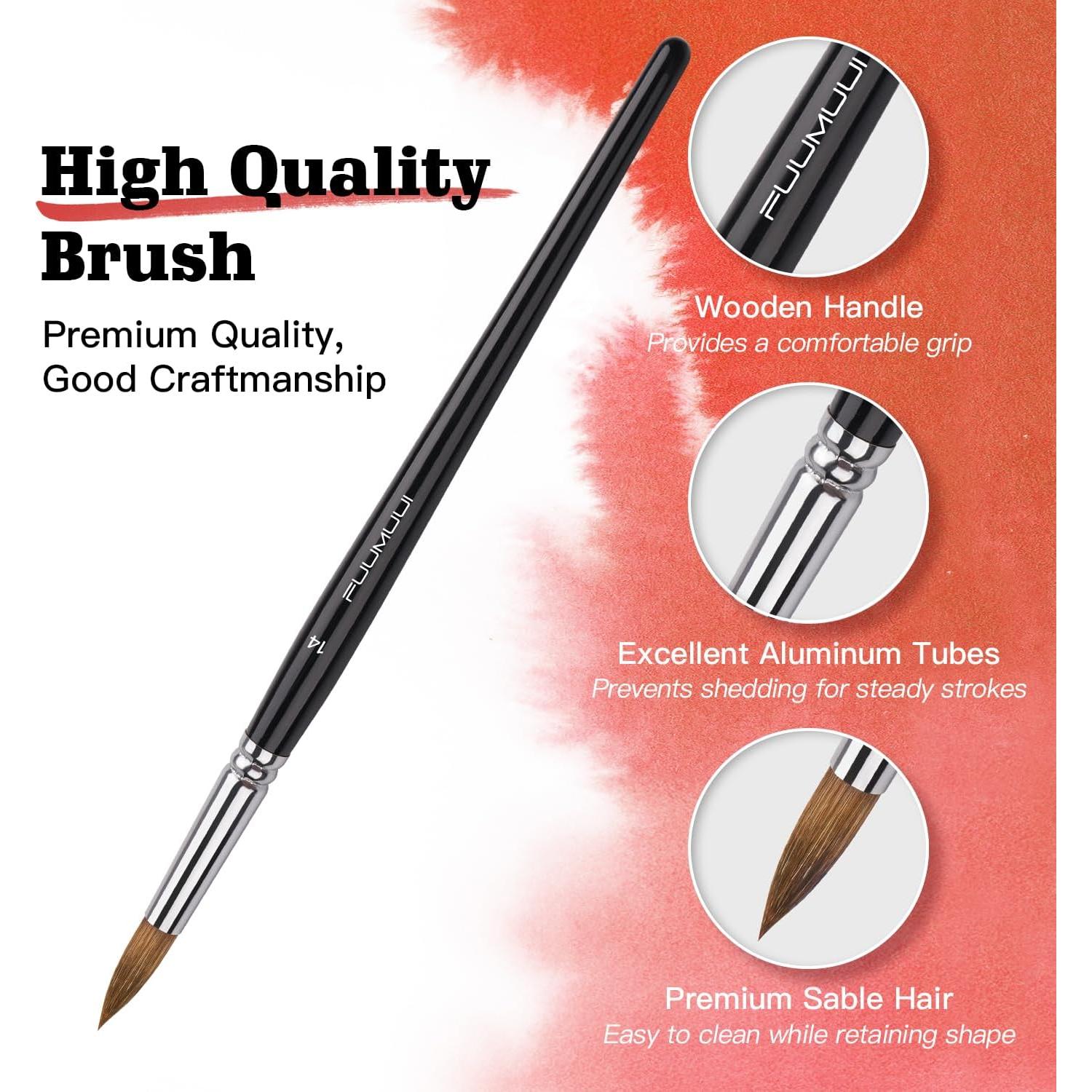 Juego de 7 Pinceles Acuarelables Fuumuui - Sable, Punta Redonda y Más