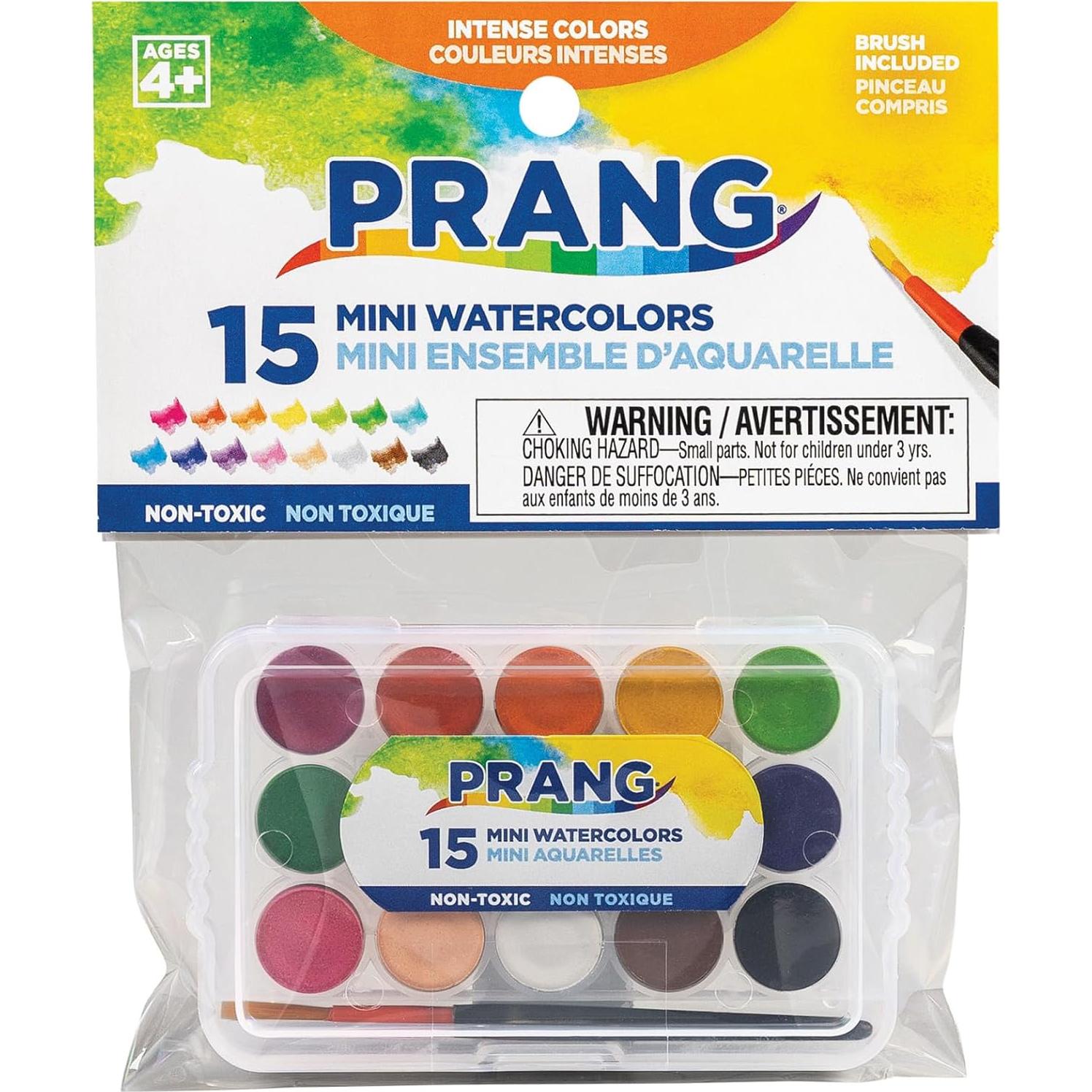 Juego de Acuarelas Mini Prang 15 Colores y Pincel
