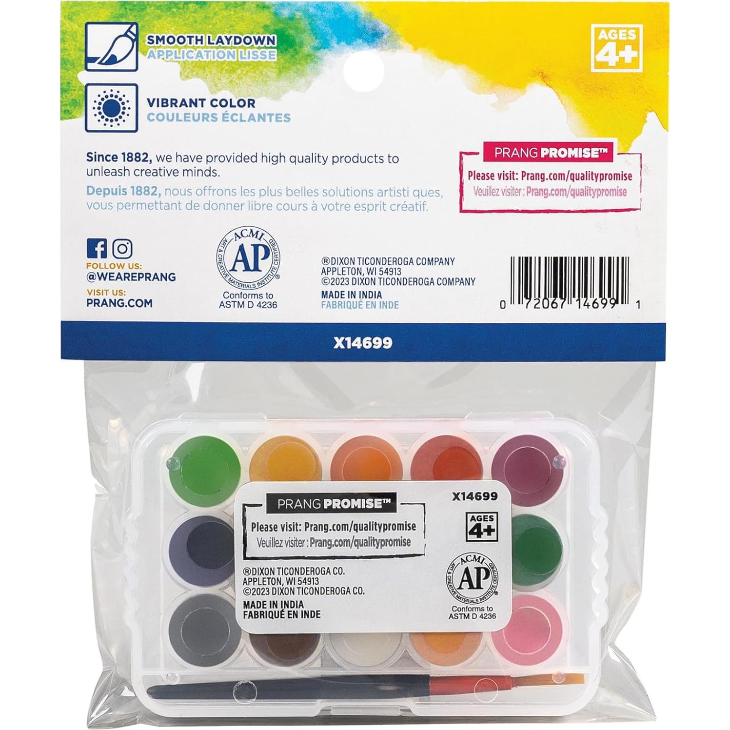 Juego de Acuarelas Mini Prang 15 Colores y Pincel