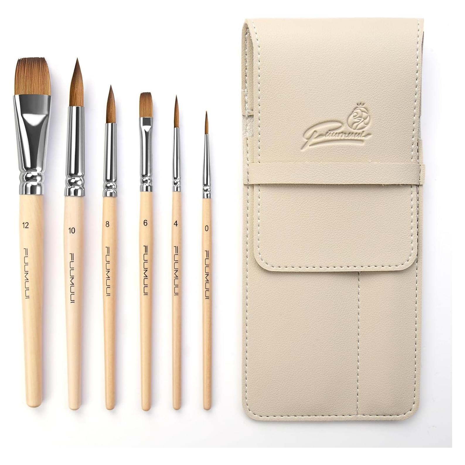 Set de Pinceles de Acuarela de Sable Fuumuui 6pcs Viaje