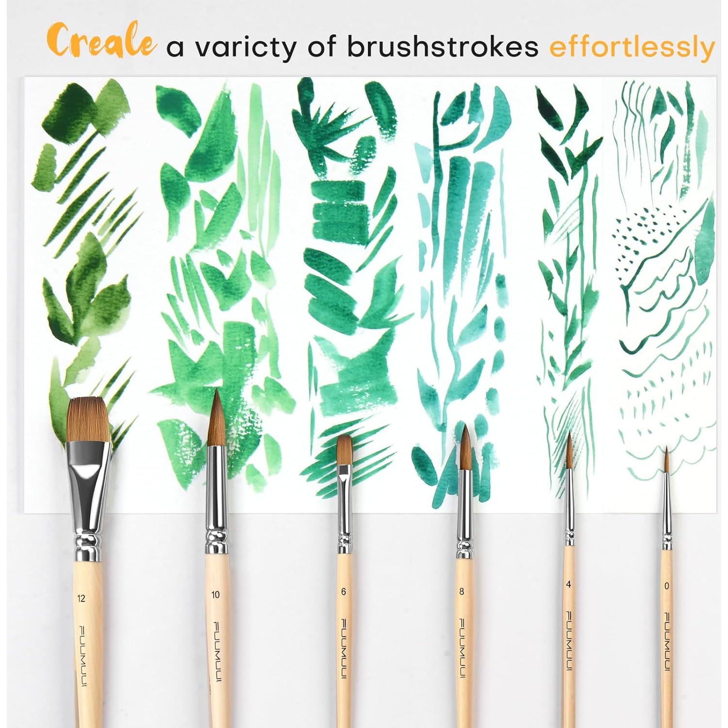 Set de Pinceles de Acuarela de Sable Fuumuui 6pcs Viaje