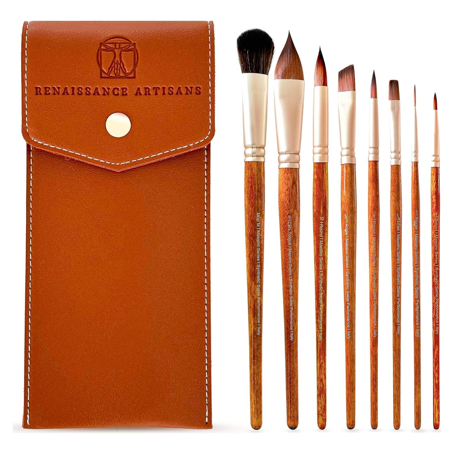 Juego de Pinceles de Acuarela Renaissance Artisans 8 Pcs