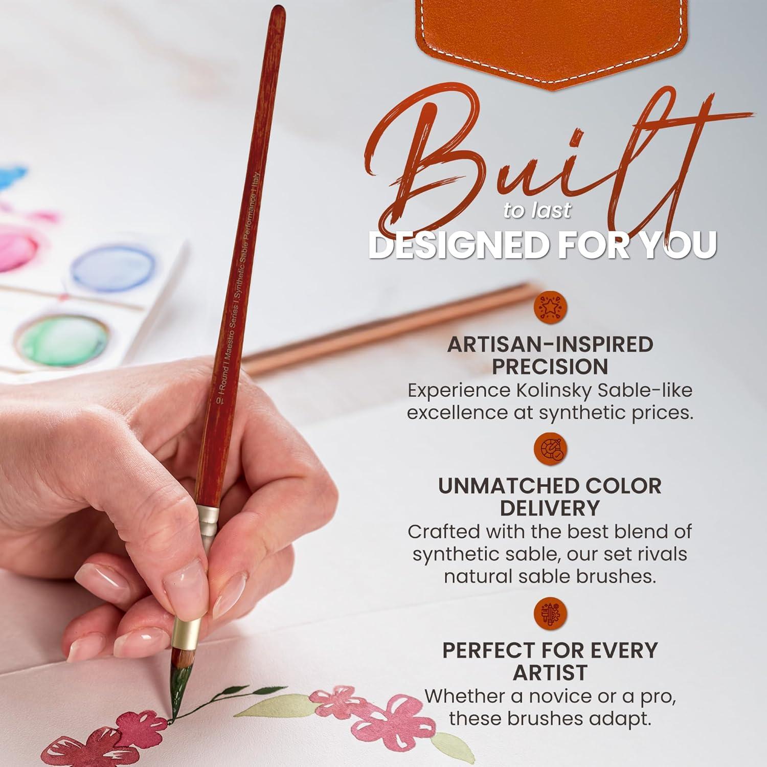 Juego de Pinceles de Acuarela Renaissance Artisans 8 Pcs