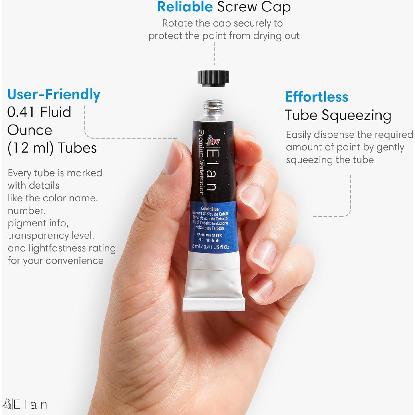 Juego de Pintura Acuarela Profesional Elan 24 Tubos 11.8ml No Tóxicos