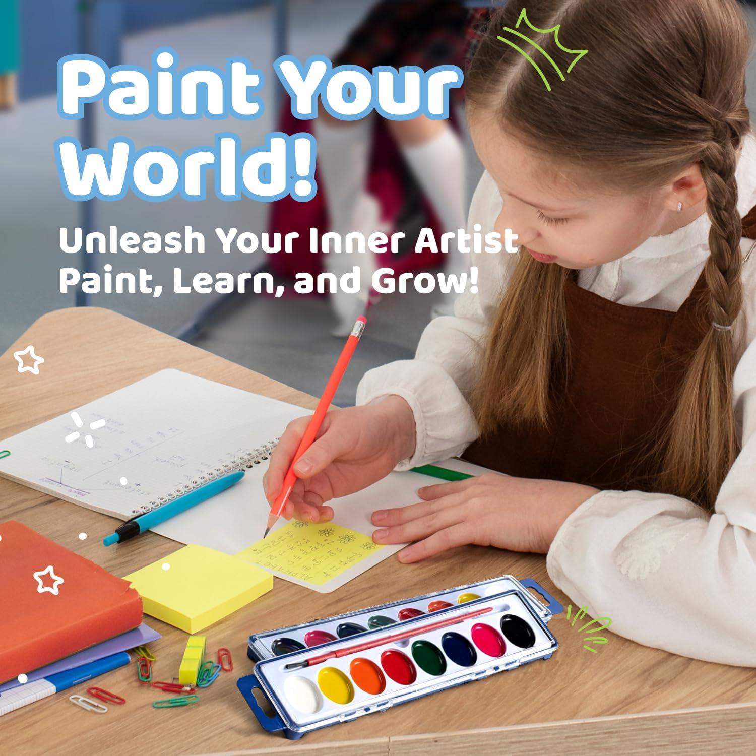 Set de Pintura Acuarela Neliblu 24 Colores Lavables para Niños