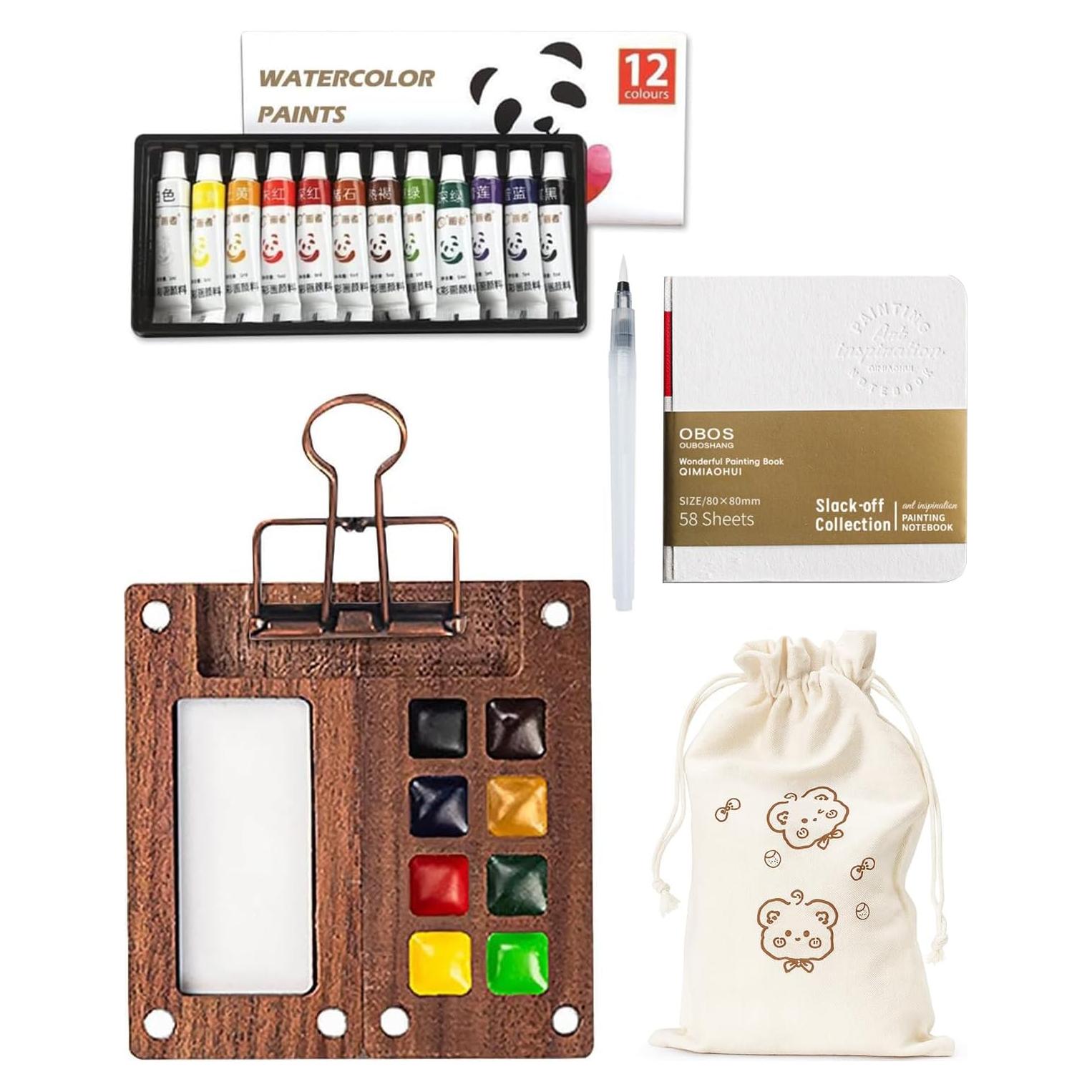 Juego de Acuarelas de Viaje Rumexeng con 12 Colores y Pincel