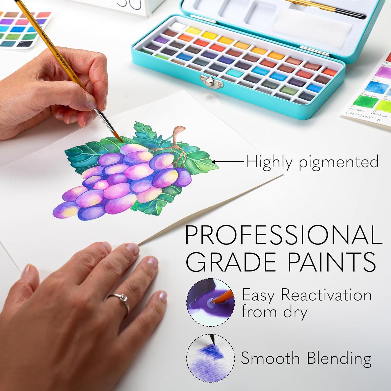 Juego de Pintura Acuarela CHROMATEK 50 Colores y Estuche