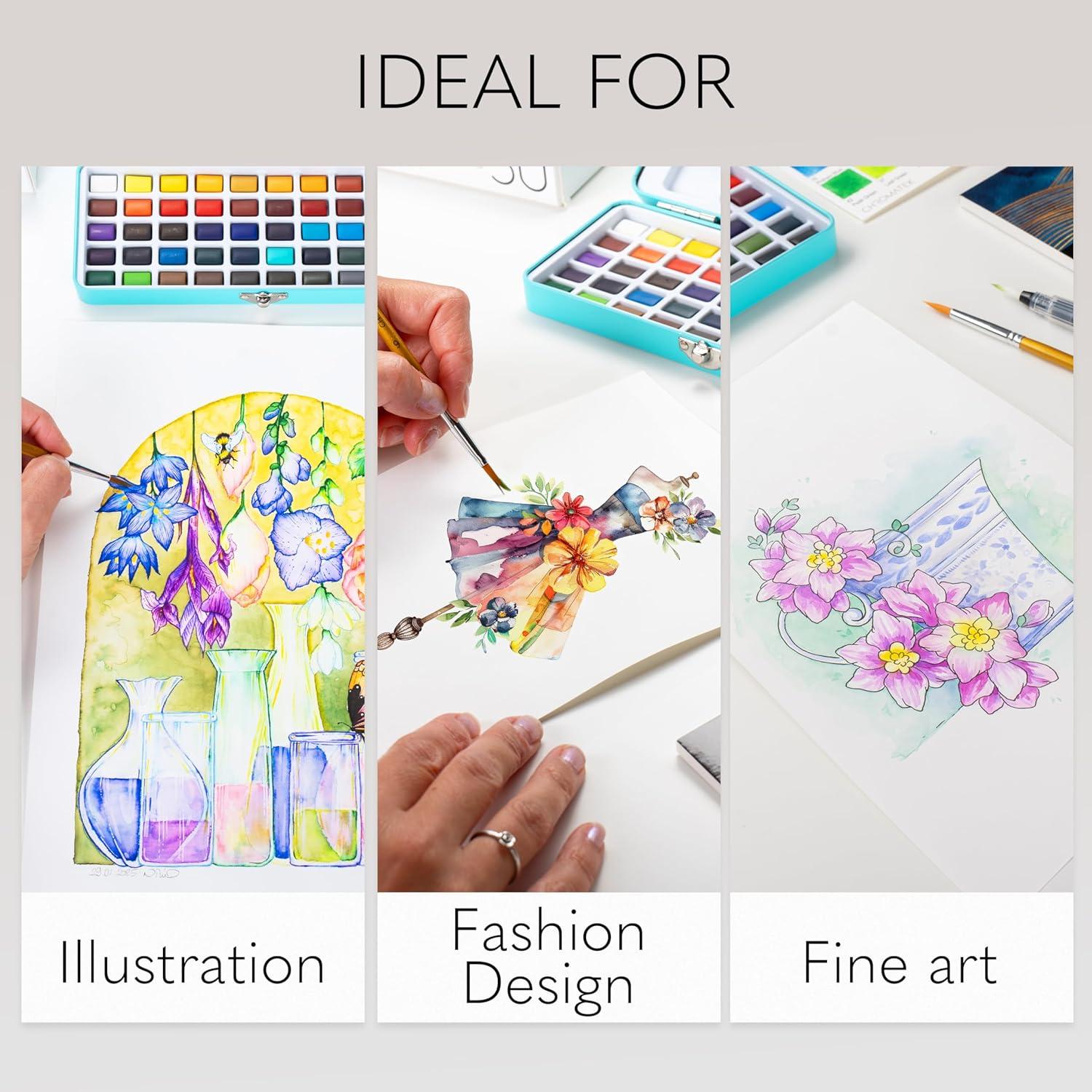 Juego de Pintura Acuarela CHROMATEK 50 Colores y Estuche