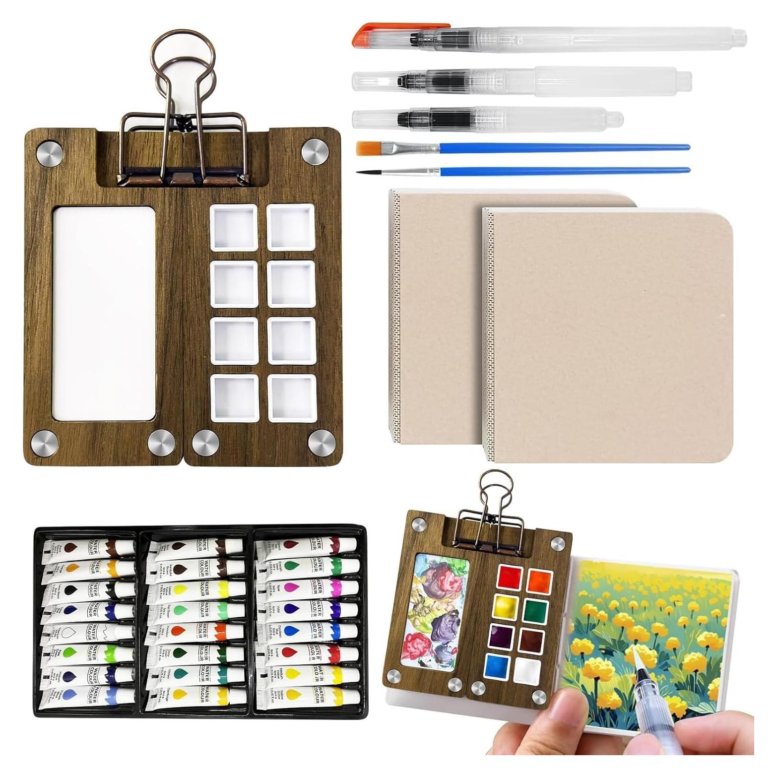 Juego de Pintura Acuarela Mini URSOQ con 24 Colores y Pinceles