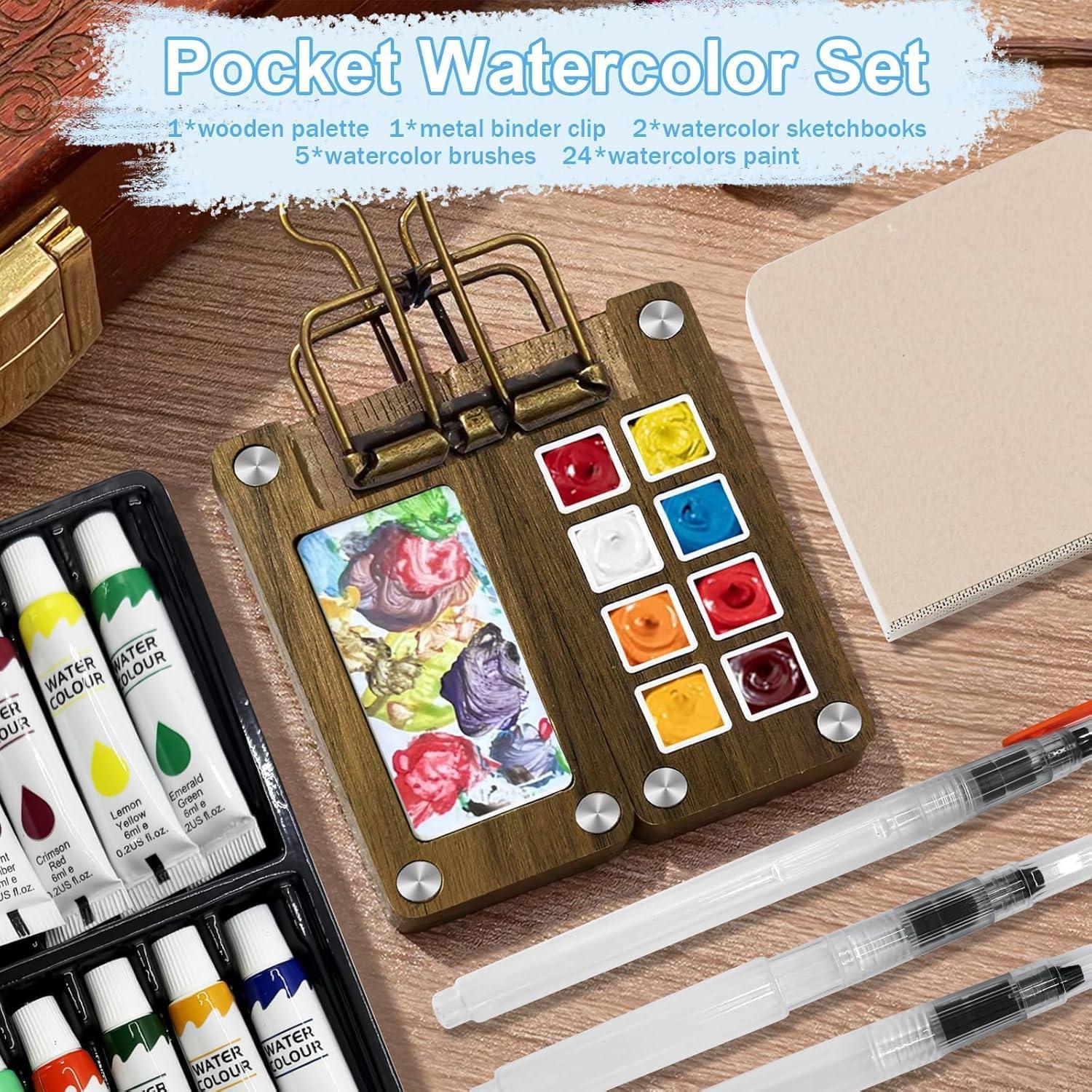 Juego de Pintura Acuarela Mini URSOQ con 24 Colores y Pinceles