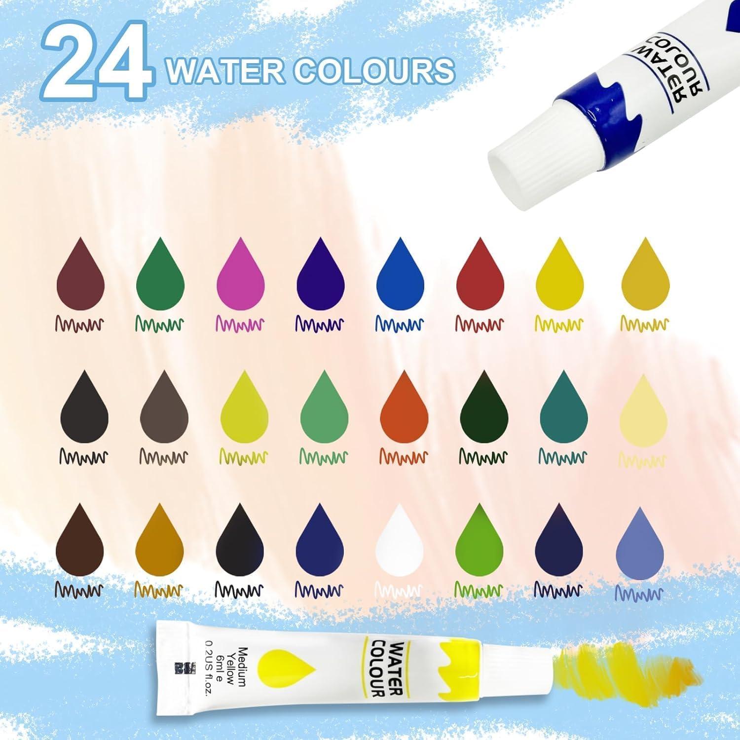 Juego de Pintura Acuarela Mini URSOQ con 24 Colores y Pinceles