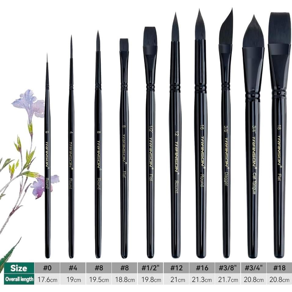 Set de 10 Pinceles de Acuarela Transon Profesionales