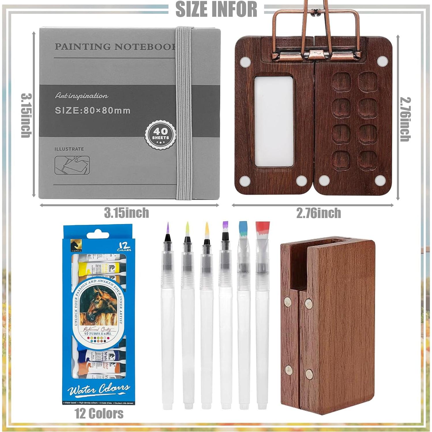 Set de Acuarelas Portátil Tobios con 12 Colores y Pinceles