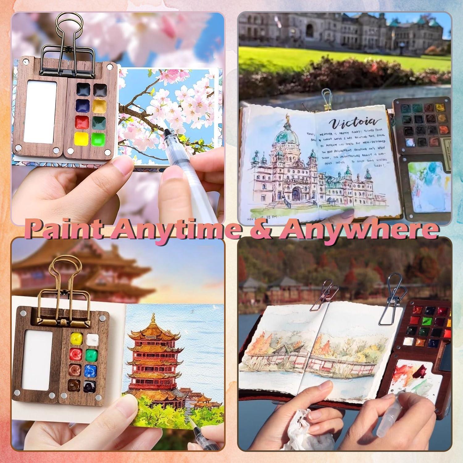 Set de Acuarelas Portátil Tobios con 12 Colores y Pinceles