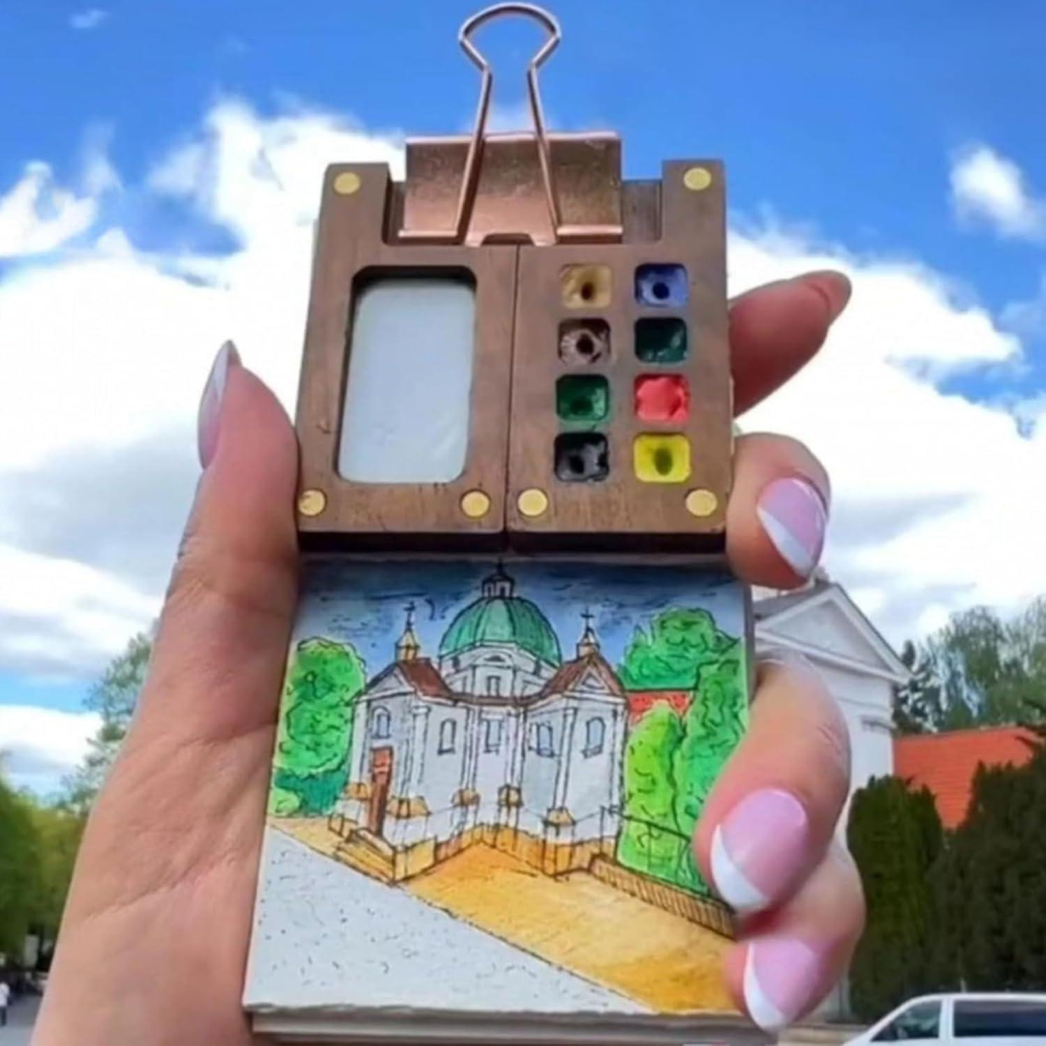 Kit de Acuarelas Portátil Genérico con 12 Colores y Bloc