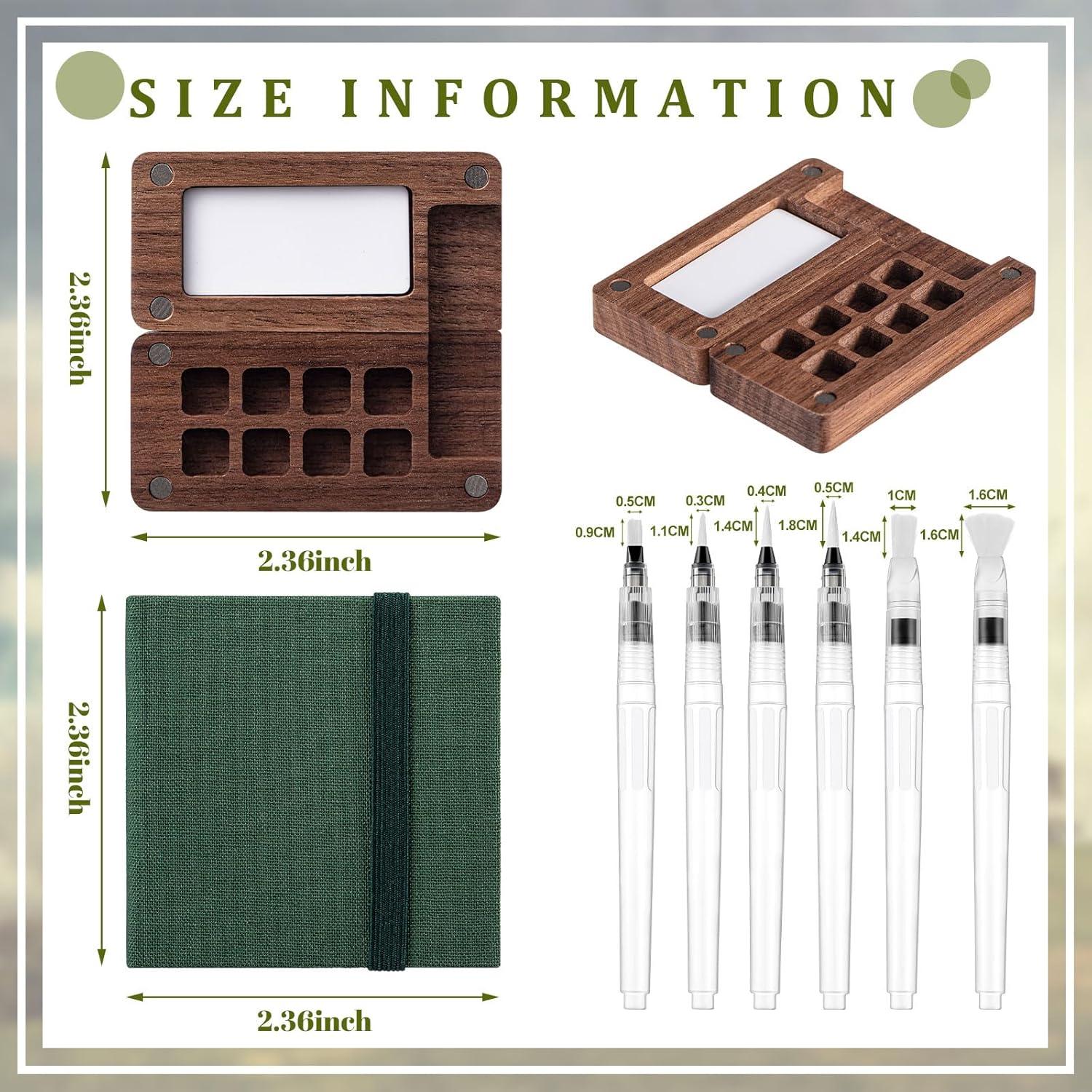 Set de Acuarela Portátil Qilery con Pinceles y Bloc Verde Pino