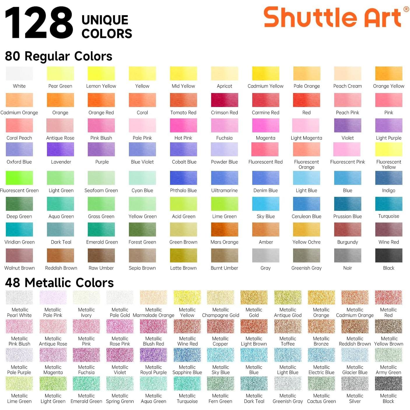 Juego de Pintura Acuarela Shuttle Art 128 Colores y Herramientas