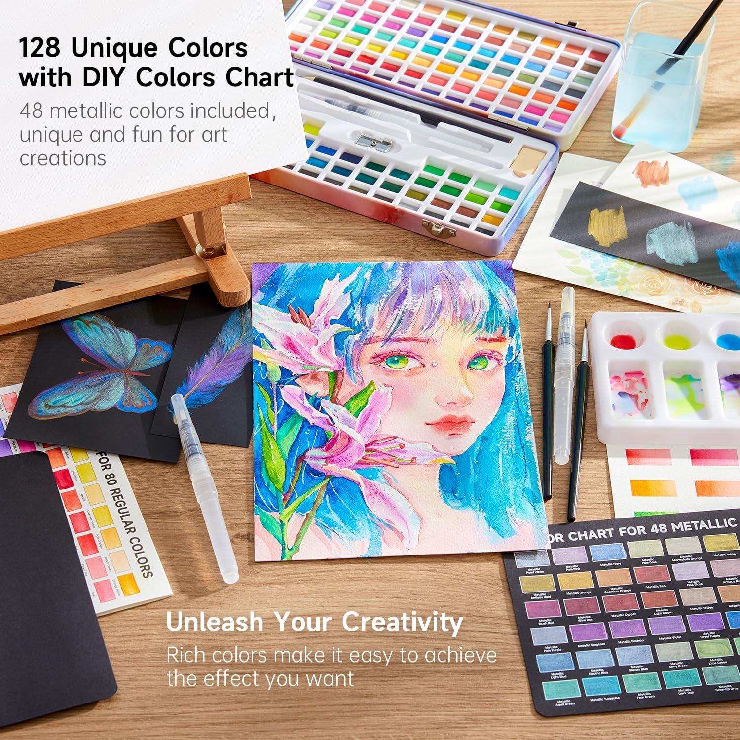 Juego de Pintura Acuarela Shuttle Art 128 Colores y Herramientas