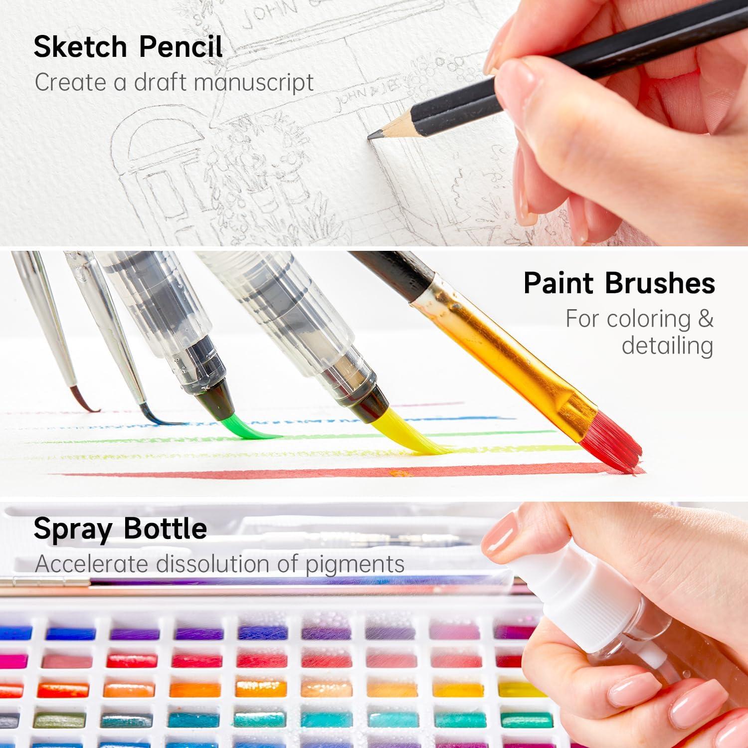 Juego de Pintura Acuarela Shuttle Art 128 Colores y Herramientas