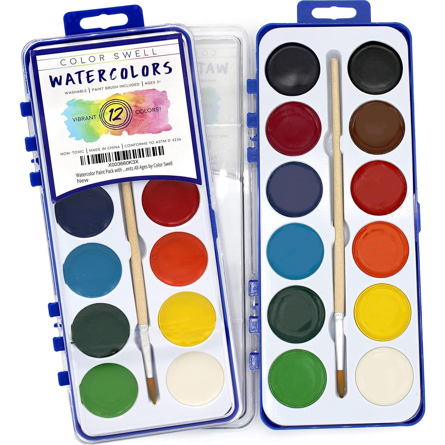 Paquete de Pintura Acuarela Color Swell 12 Colores Lavables