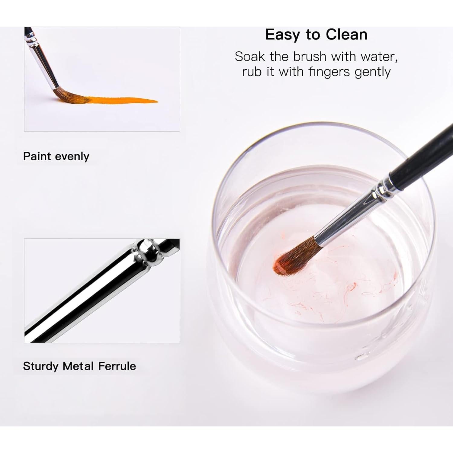 Juego de 10 Pinceles de Acuarela Arce Dorado - Punta Redonda y Planos