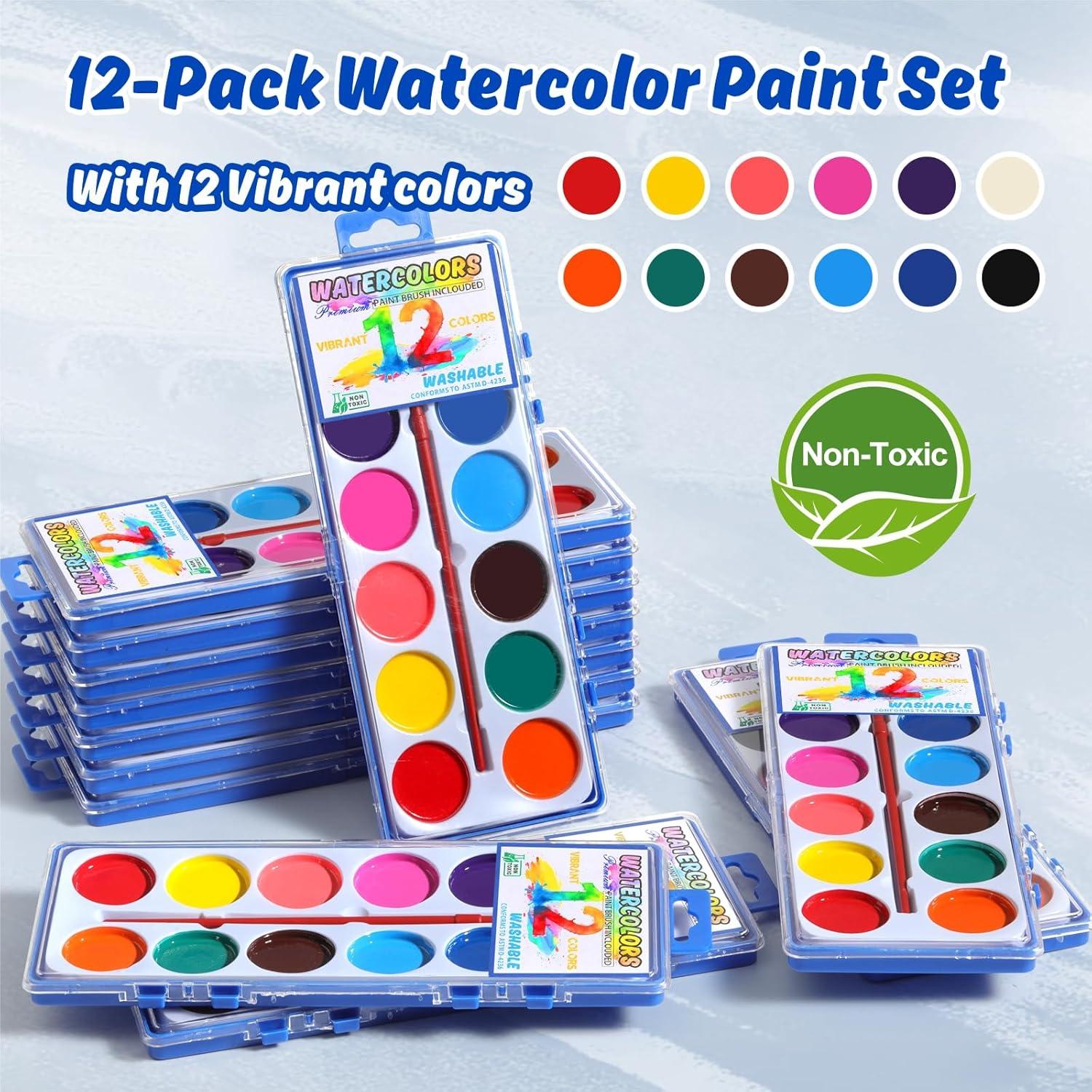 Set de Pintura Acuarela JIANERSHE 12 Colores Lavables 0.79kg