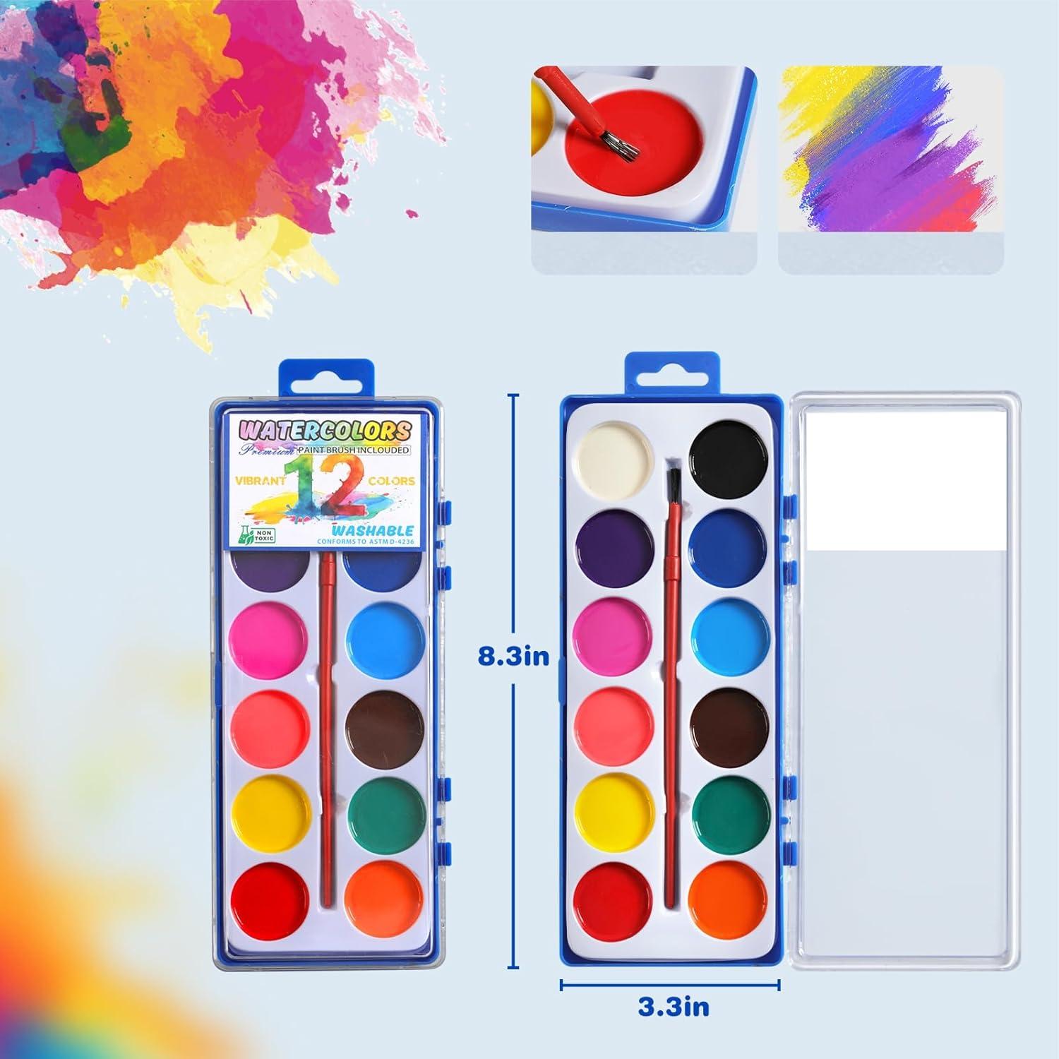 Set de Pintura Acuarela JIANERSHE 12 Colores Lavables 0.79kg