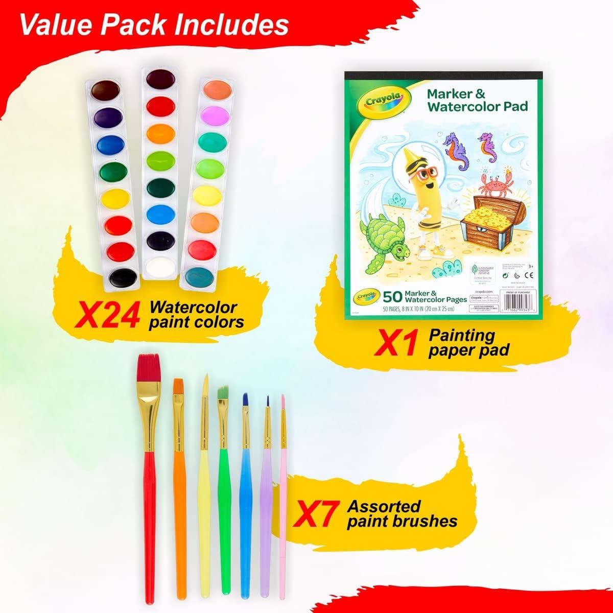 Juego de Pintura Acuarela The Mega Deals - 24 Colores, 50 Hojas, 7 Pinceles