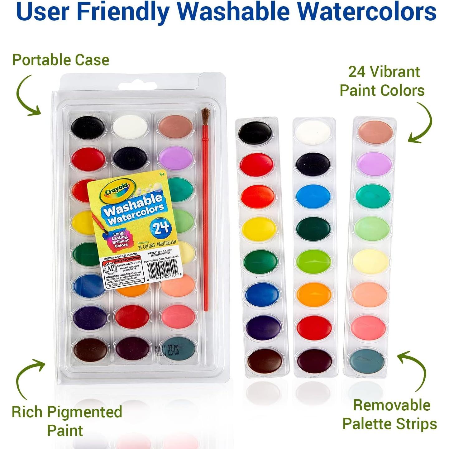 Juego de Pintura Acuarela The Mega Deals - 24 Colores, 50 Hojas, 7 Pinceles