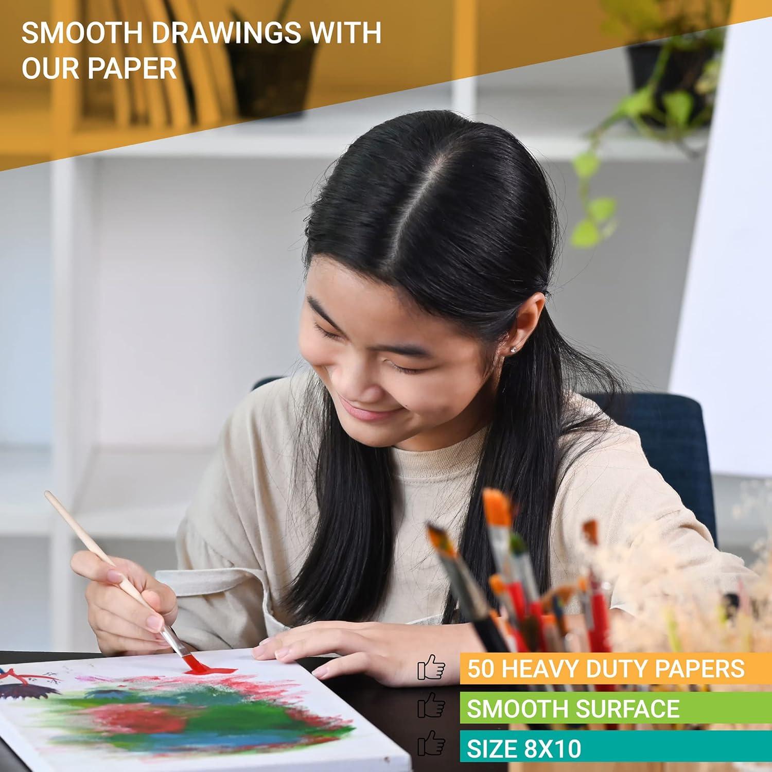 Juego de Pintura Acuarela The Mega Deals - 24 Colores, 50 Hojas, 7 Pinceles