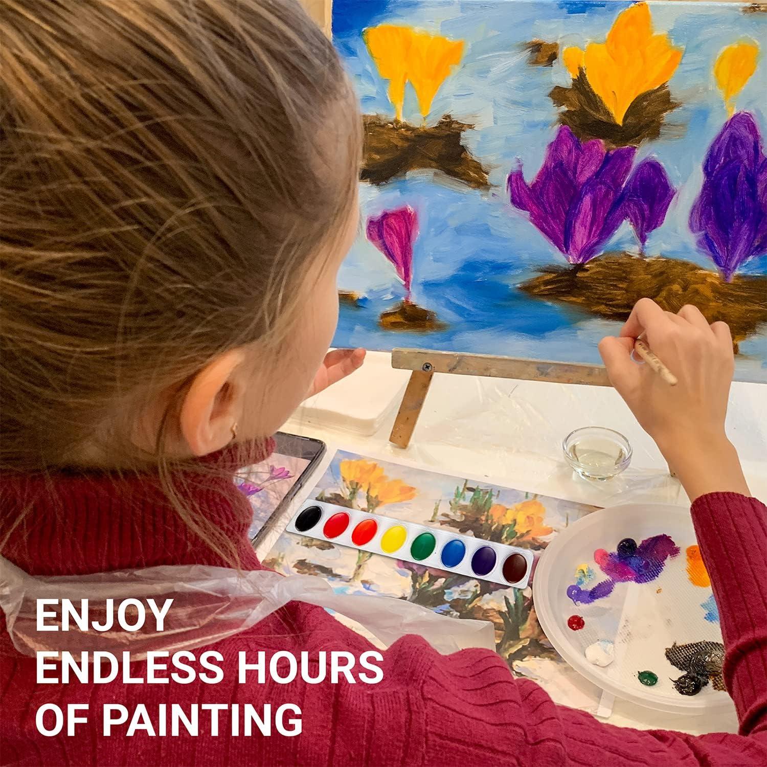 Juego de Pintura Acuarela The Mega Deals - 24 Colores, 50 Hojas, 7 Pinceles