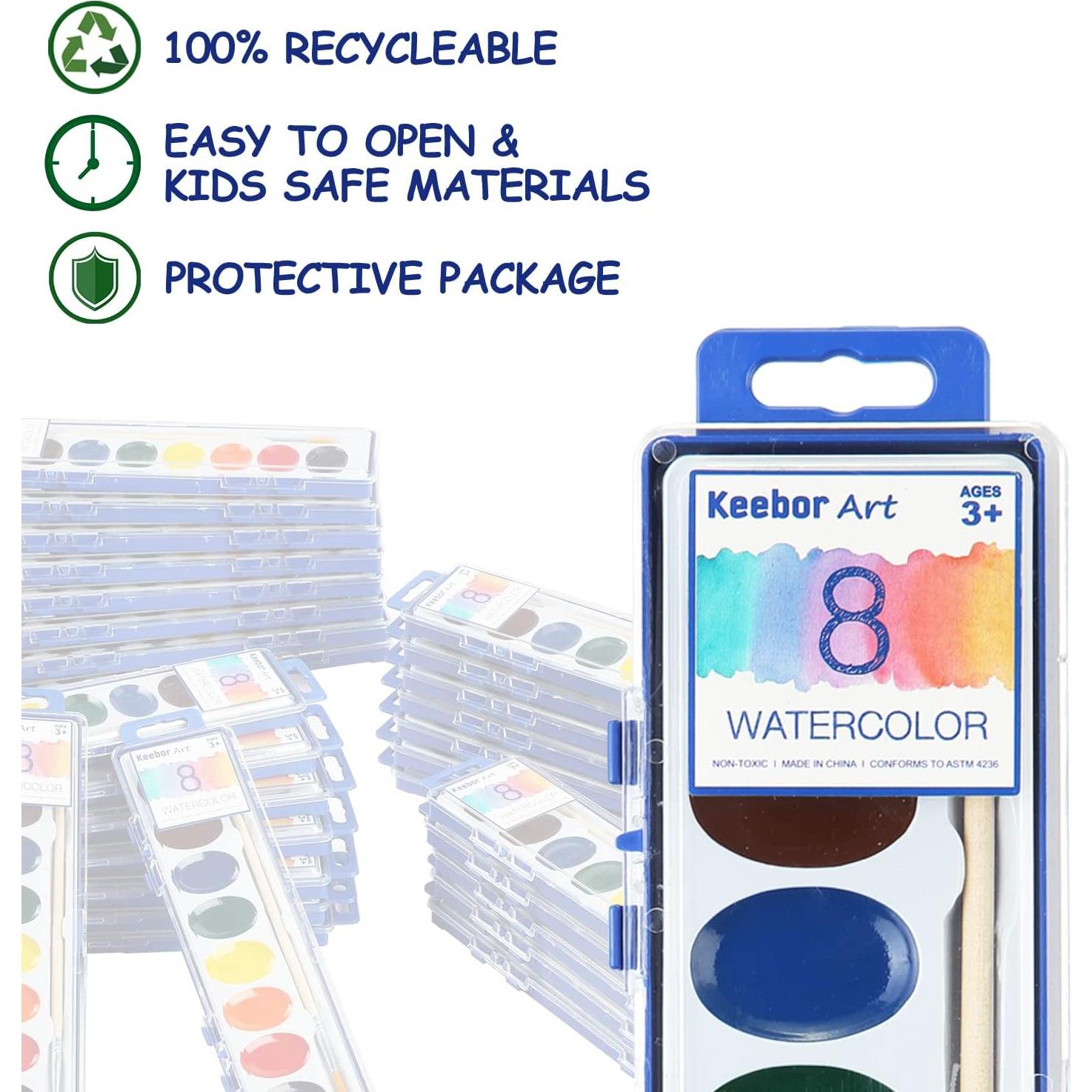 Juego de Pintura Acuarela Keebor 36 Piezas 8 Colores Lavables