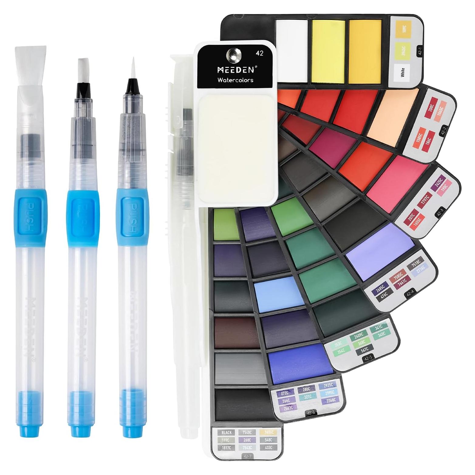 Juego de Pintura Acuarela Portátil MEEDEN 42 Colores con Pinceles