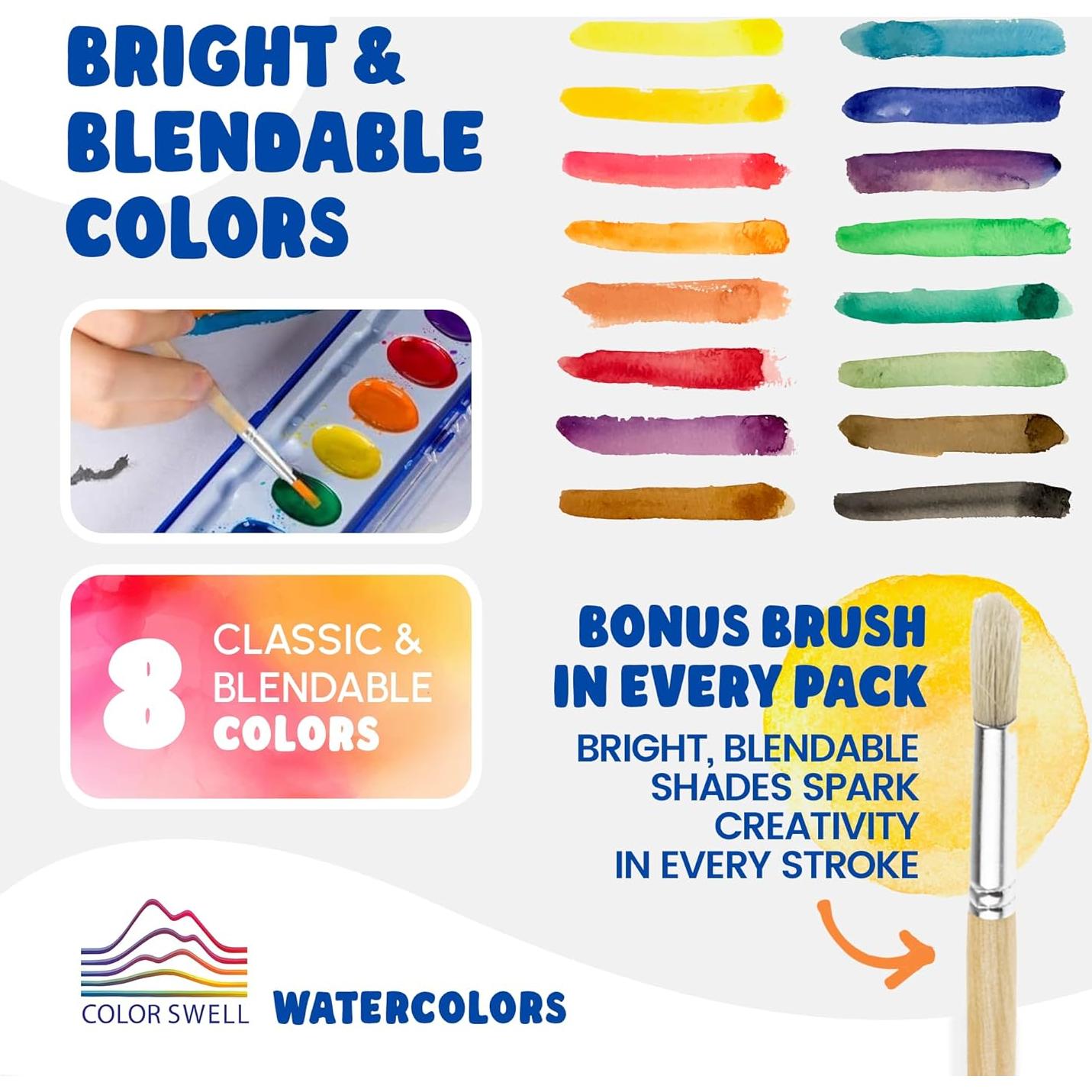 Pintura Acuarela Color Swell 10 Piezas Lavables para Niños
