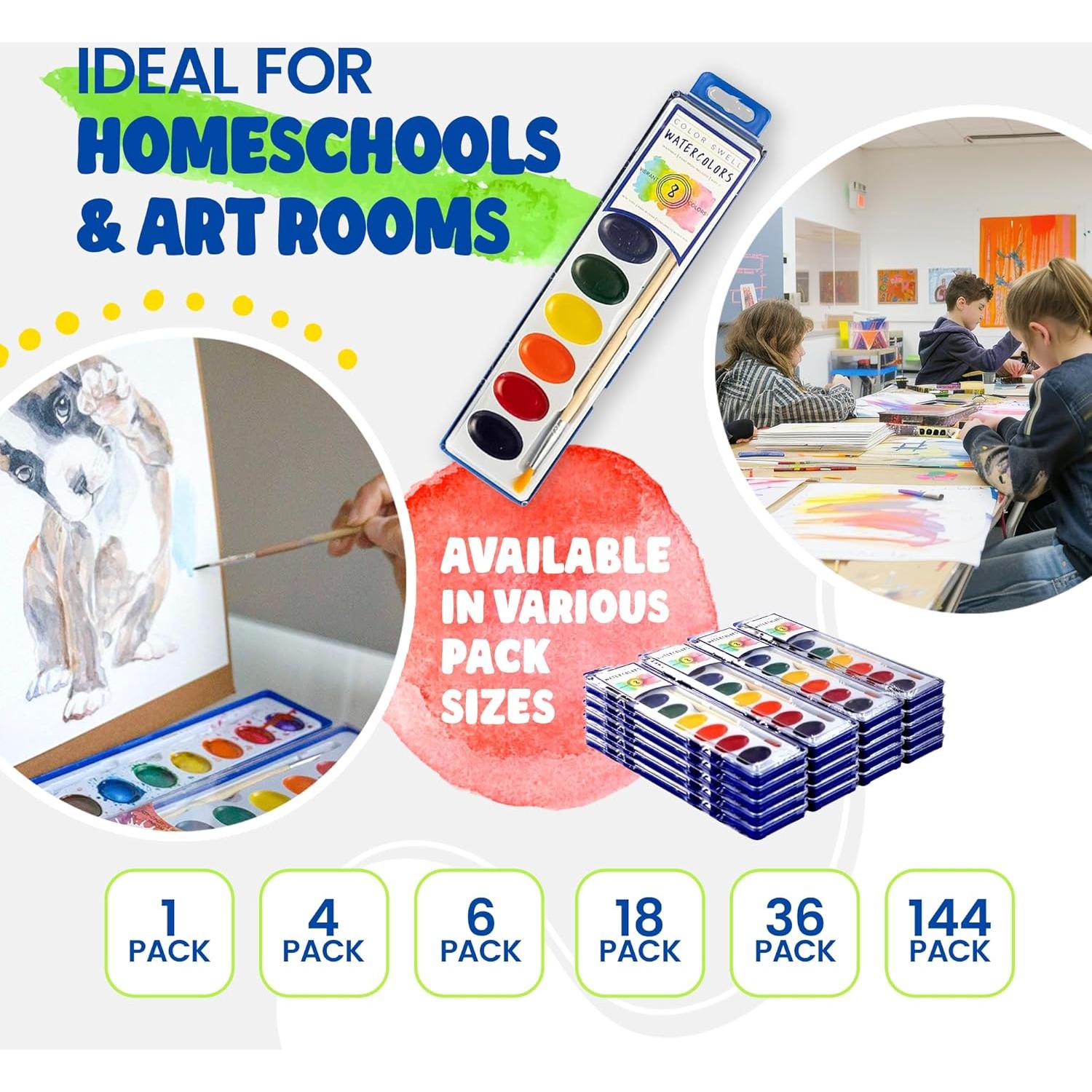 Pintura Acuarela Color Swell 10 Piezas Lavables para Niños