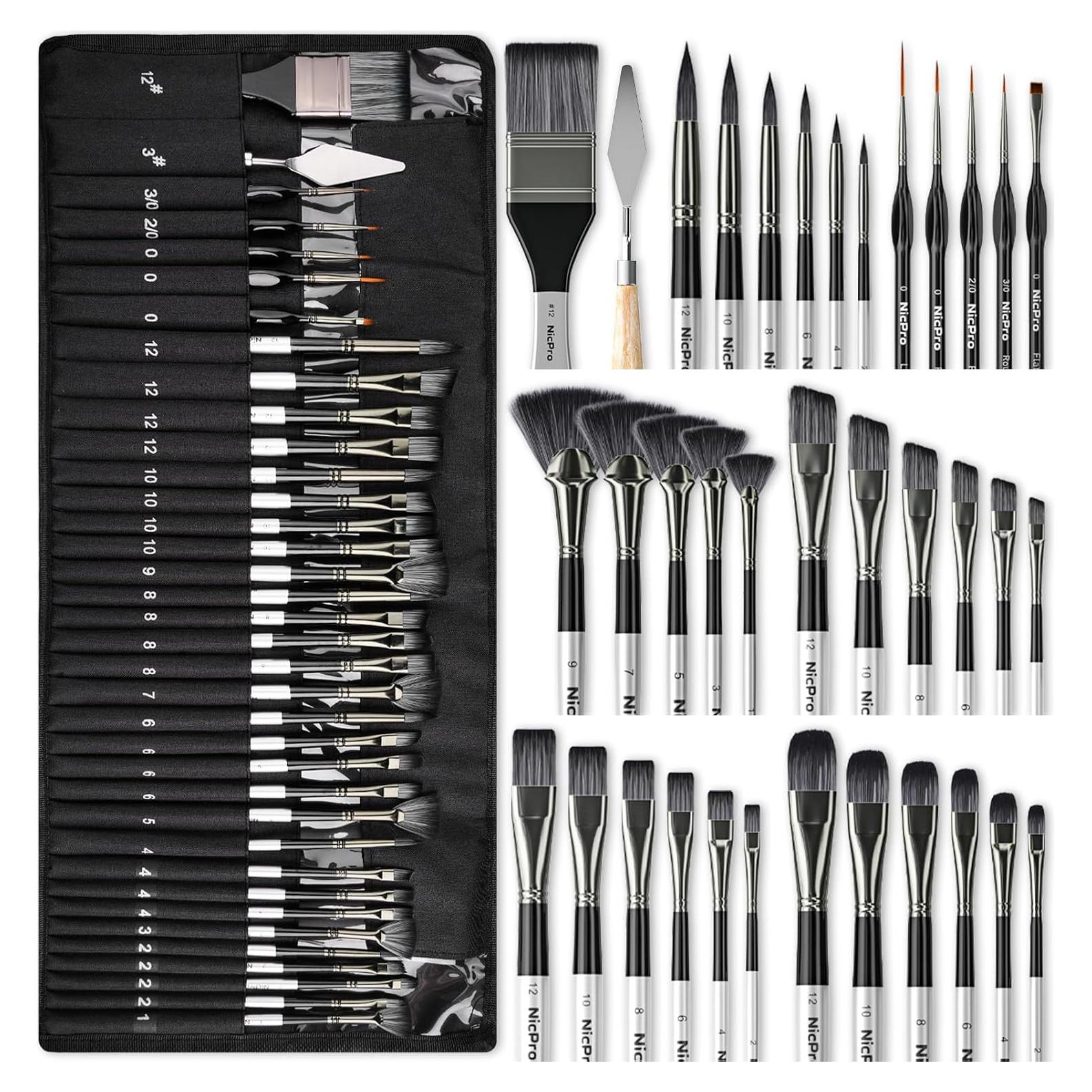 Conjunto de Pinceles de Pintura Nicpro 36 Piezas con Cuchillo