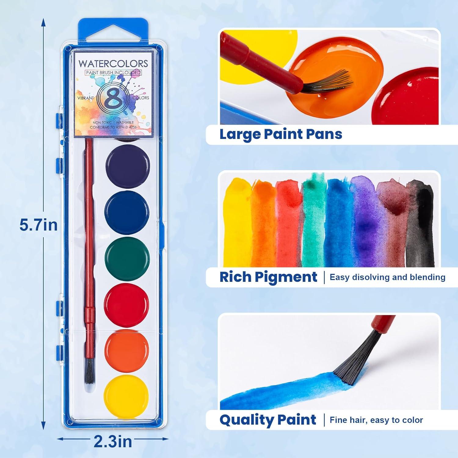 Set de Pintura Acuarela Duchong 72 Cuentas 8 Colores Lavables