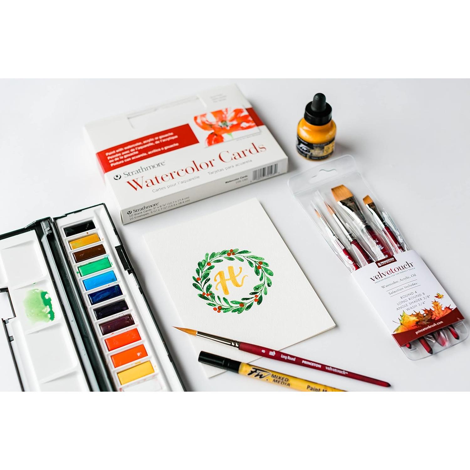 Set de 4 Pinceles Sintéticos Princeton Velvetouch para Acrílico y Óleo